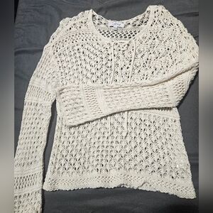 Cream Crochet Knit Sweater